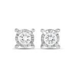 14K White Gold Diamond Stud Earrings I // New