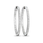 14K White Gold Diamond Inside-Out Hoop Earrings I // New