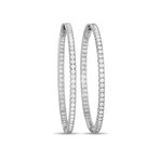 14K White Gold Diamond Inside-Out Hoop Earrings // New