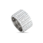 14K White Gold Diamond Wide Band Ring // Ring Size: 7 // New