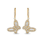 18K Yellow Gold Diamond Butterfly Dangle Earrings // New