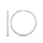 14K White Gold Diamond Inside-Out Hoop Earrings // New