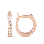 14K Rose Gold Diamond Hoop Earrings // New