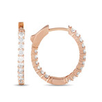 14K Rose Gold Diamond Hoop Inside-Out Earrings // New
