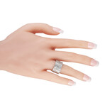 14K White Gold Diamond Wide Band Ring // Ring Size: 7 // New