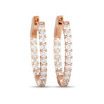 14K Rose Gold Diamond Hoop Inside-Out Earrings // New