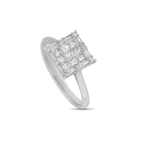 14K White Gold Diamond Ring I // Ring Size: 7 // New