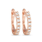 14K Rose Gold Diamond Hoop Earrings // New
