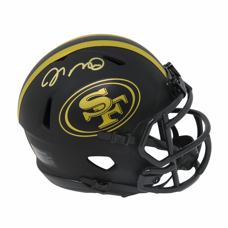 Joe Montana // Signed San Francisco 49ers Eclipse Black Matte Riddell Speed Mini Helmet