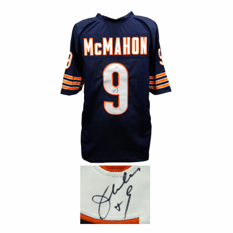 Jim McMahon Signed Navy Custom Throwback Jersey