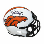 John Elway Signed Denver Broncos Lunar Eclipse White Matte Riddell Speed Mini Helmet