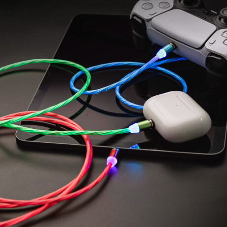 Statik GloBright Universal Light-Up Charge Cable // Blue, Red and Green