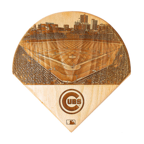 Laser Engraved Wood Plate // MLB Stadium // Chicago Cubs