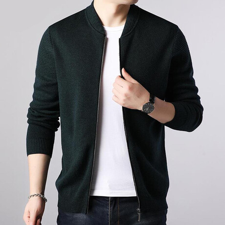 Zip-up Sweater // Dark Green (M)