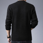 Side Pockets Zip-up Sweater// Black (XL)