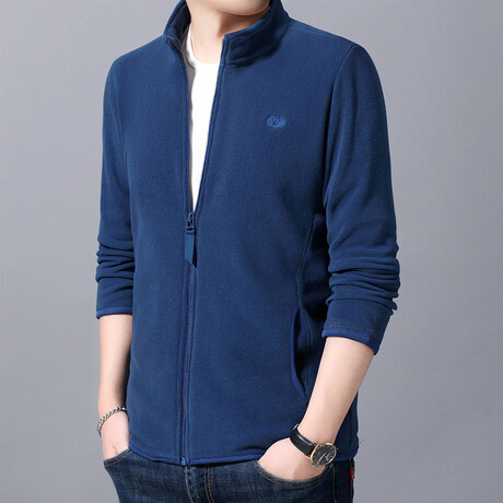 Flanneled Zip-up Sweater // Blue (XS)