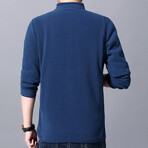 Flanneled Zip-up Sweater // Blue (2XL)