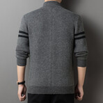 Zip-up Contrast StripeSweater // Gray (XS)