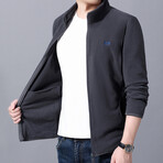 Flanneled Zip-up Sweater // Gray (M)