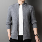 Ribbed Zip-up Sweater // Gray (2XL)