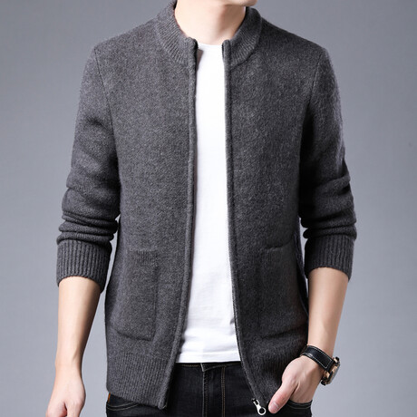 Side Pockets Zip-up Sweater// Gray (XS)