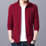 Flanneled Zip-up Sweater // Burgundy (XS)