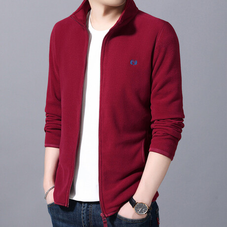 Flanneled Zip-up Sweater // Burgundy (XS)