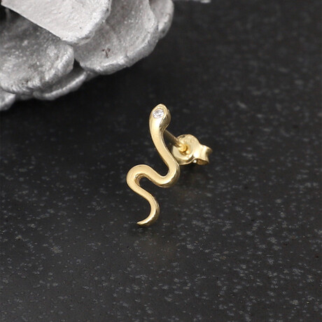 Gold Snake Silver Man One Side Earring