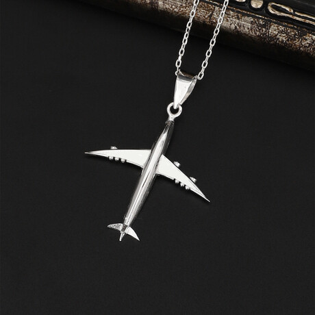 Silver Airplane Necklace