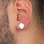 Circle & Stud Silver Man One Side Earring