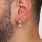 Textured Huggie Silver Man One Side Earring