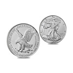 1921 Morgan Silver Dollar & 2021 American Silver Eagle (1921-2021) 2-coin set // Mint State Condition // Deluxe Collector's Pouch