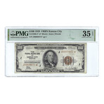 1929 $100 Small Size Federal Reserve Bank Note Kansas City // Star * Note // PMG Certified VF35 EPQ