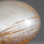 Genuine Polished Peach Moonstone Palm Stone With Velvet Pouch