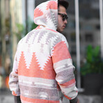 Patterned Oversized Sweatshirt // Orange + Brown (S)