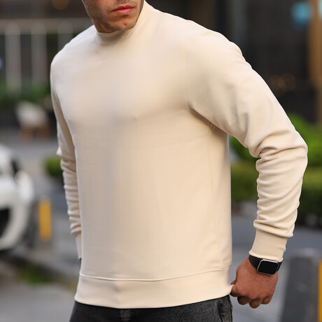 Ribbed Fit Sweatshirt // Beige (S)