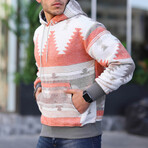 Patterned Oversized Sweatshirt // Orange + Brown (S)