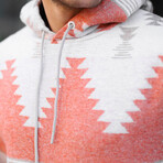 Patterned Oversized Sweatshirt // Orange + Brown (M)