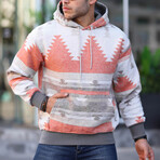 Patterned Oversized Sweatshirt // Orange + Brown (M)