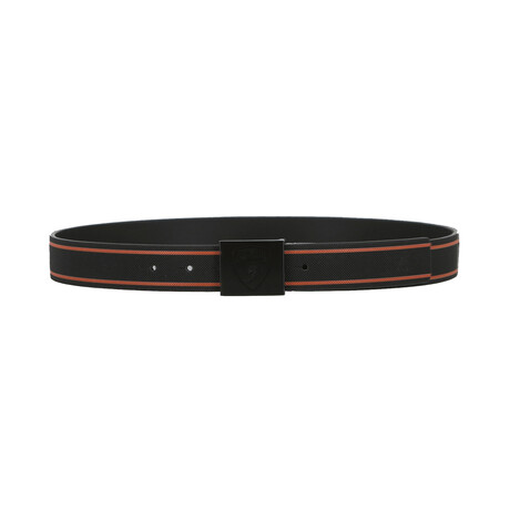 Leather Buckle Belt // Black + Orange (31.5" // 80cm)