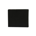 Logo-Plaque Folded Leather Wallet (Black + Orange)