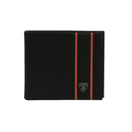 Logo-Plaque Folded Leather Wallet (Black + Orange)