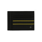 Leather Logo-Plaque Card Holder (Black + Orange)