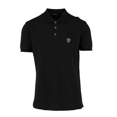 Logo Plaque Cotton Polo // Black (S)