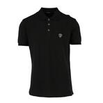 Logo Plaque Cotton Polo // Black (S)