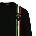 Tri-Color Stripe Crewneck Sweater // Black (M)