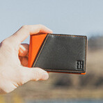 Signature Slim RFID Money Clip Wallet // Charcoal + Rust