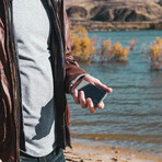 Signature Slim RFID Money Clip Wallet // Navy + Stone