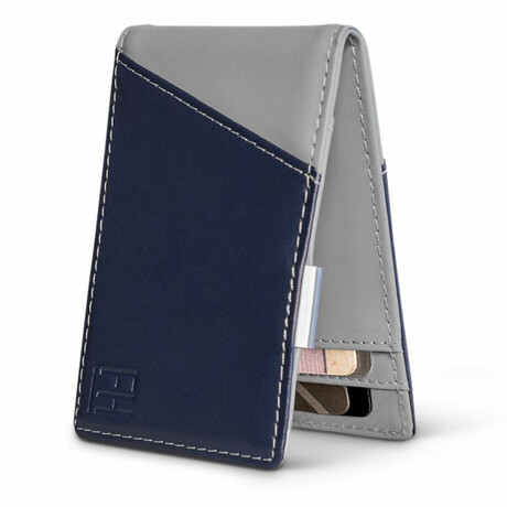Signature Slim RFID Money Clip Wallet // Navy + Stone