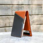 Signature Slim RFID Money Clip Wallet // Charcoal + Rust